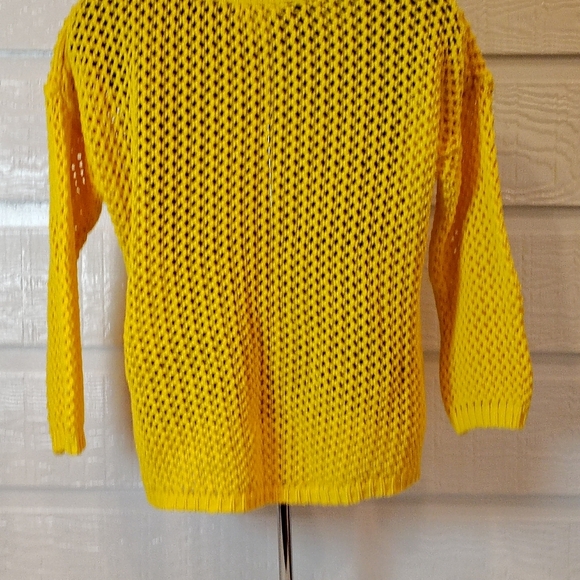 Andrea Jovine Women's LG Yellow Open Knit Sweater - Picture 5 of 8